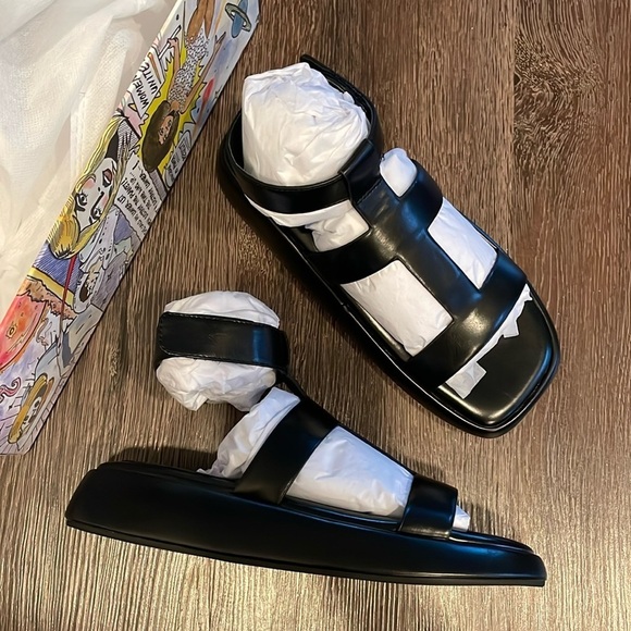 🖤Nwt Jeffrey Campbell Devis bolo greek straps Sandals in Black noir leat… - Picture 8 of 10